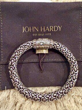 John Hardy Sterling 925 & 18K Yellow Gold Naga Dot Diamond Bracelet